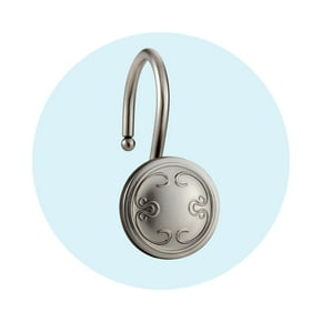 Shower curtain hooks and rods.