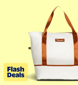 Image shows white tan Suitour six-piece luggage set with hard shell design on a light yellow background.