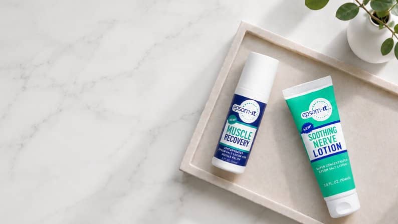 Epsom-It Muscle Recovery and Soothing Nerve Epsom Salt lotions.