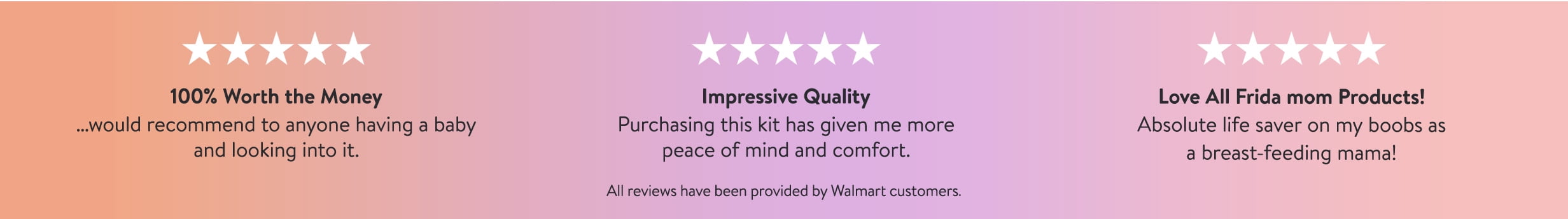 Five star reviews of frida mom products.
