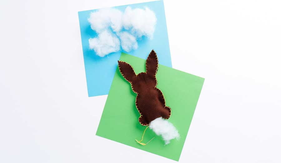 step 4 stuffing the bunny with poly fill