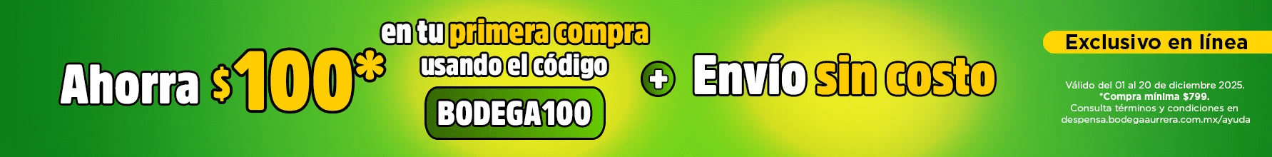 Ahorra $100 con BODEGA100