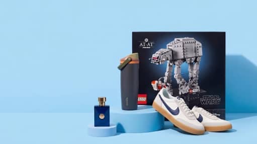 Top one hundred plus. Nike sneakers, Star Wars LEGO set, Owala water tumbler and bottle of cologne.