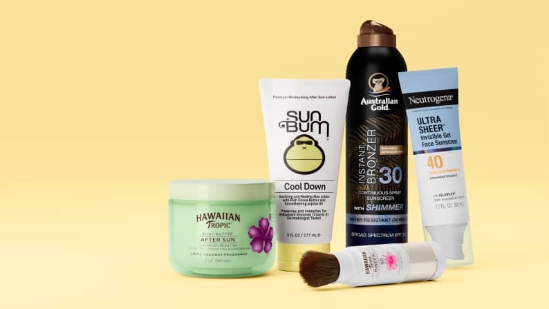Image of various suncare products is shown.