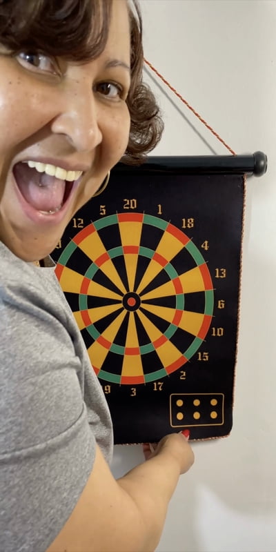 This magnetic dart board set is great for family game night. It's double sided which means 2 games in one and because of the magnets it's totally safe for kids., Shop post,