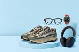Nike sneakers, Meta smart glasses, Sonos headphones and wristwatch.
