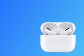 View Apple AirPods in their charging container.