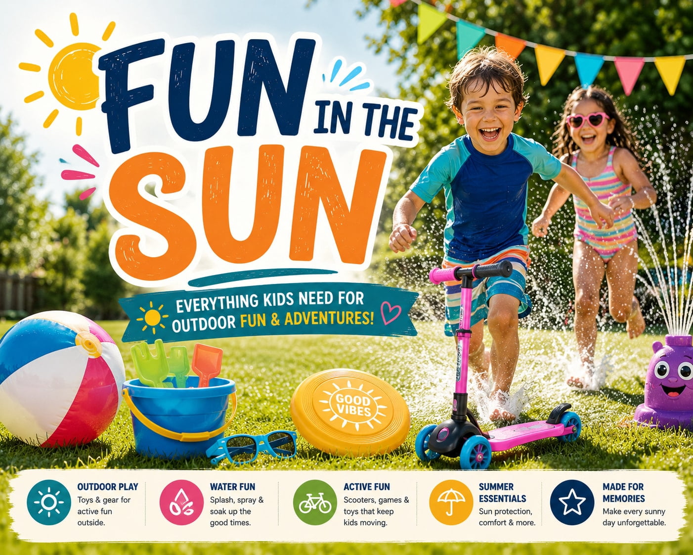 ☀️ Fun in the Sun ☀️
Make the most of sunny days with outdoor toys, water play, backyard games, and summer essentials designed for endless fun and unforgettable memories! 🌈💦🛴
, Shop post,