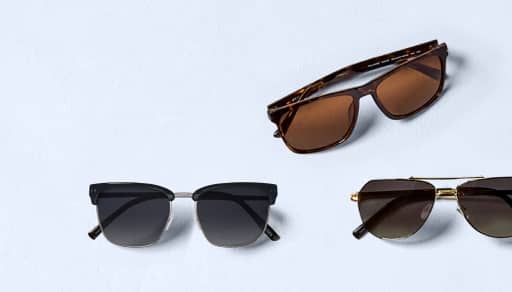 Multiple pairs of sunglasses displayed to feature top sunglass styles.