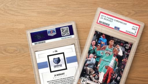 A 2019 Ja Morant basketball card is pictured in a protective case.