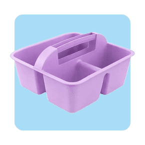 Image shows Pen+Gear Desktop Organizer & Pen Holder, 8.75 x 7.68 x 4.44 in, Lavender Sunrise