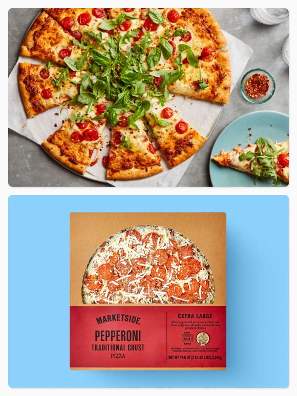 Easy dinner in no time? Pizza! Pop a fresh Marketside pie in the oven.