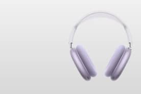 A pair of purple over-the-ear headphones.