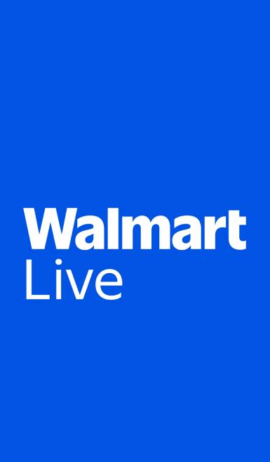Text over banner reads: Walmart Live on a dark blue background.