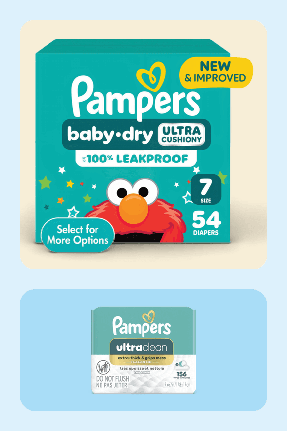 Image shows Pampers Baby Dry Baby Diapers Size 7, 54 Count