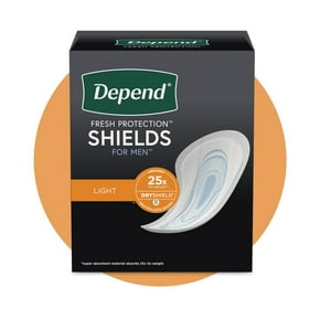 A pack of Depend Fresh Protection Shields for Men.