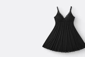 View a black slip dress with lace edges.