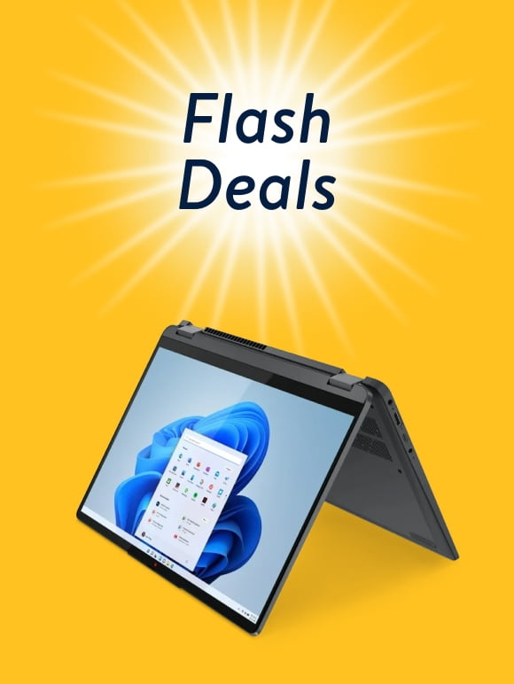 Flash Deals. Lenovo IdeaPad laptop shown.