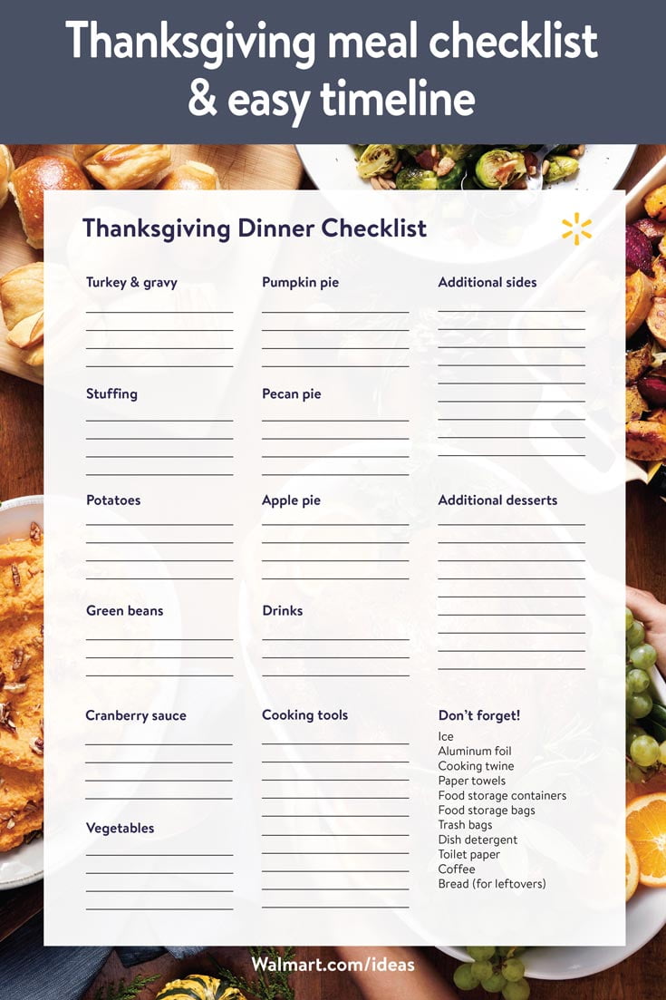 Thanksgiving Meal Checklist & Easy Timeline - Walmart.com
