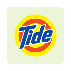 Image shows Tide logo featuring the brand name in bold blue letters within orange and yellow circular rings on a light background.