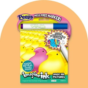 Peeps accessories, apparel, gifts, arts and crafts including a headband, t-shirt, milk chocolate candy, and imagine ink pictures.