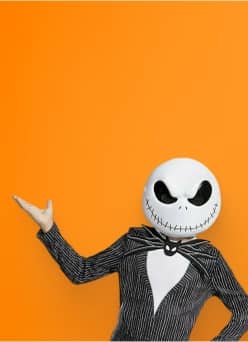 Boy in Jack Skellington costume shown.