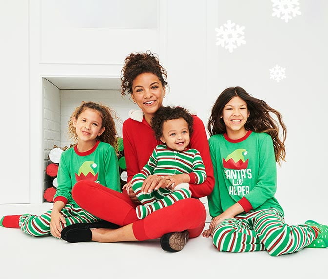 Sleep On It Girls Red Navy Blue What Fun Christmas Pajamas with Socks