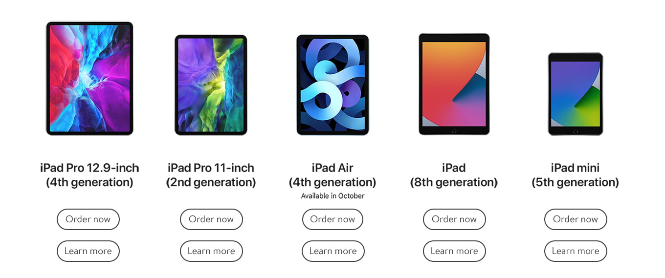 Apple iPad Comparison Chart