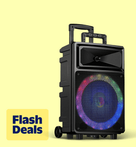 Image shows a black Seenda wireless microphone on a light yellow background.