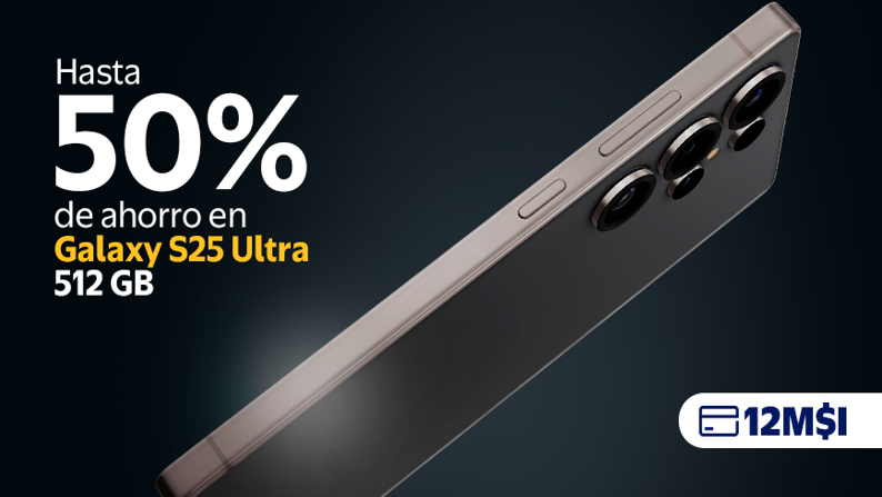 Hasta 50% de Ahorro en Galaxy S25 Ultra 512GB 12MSI