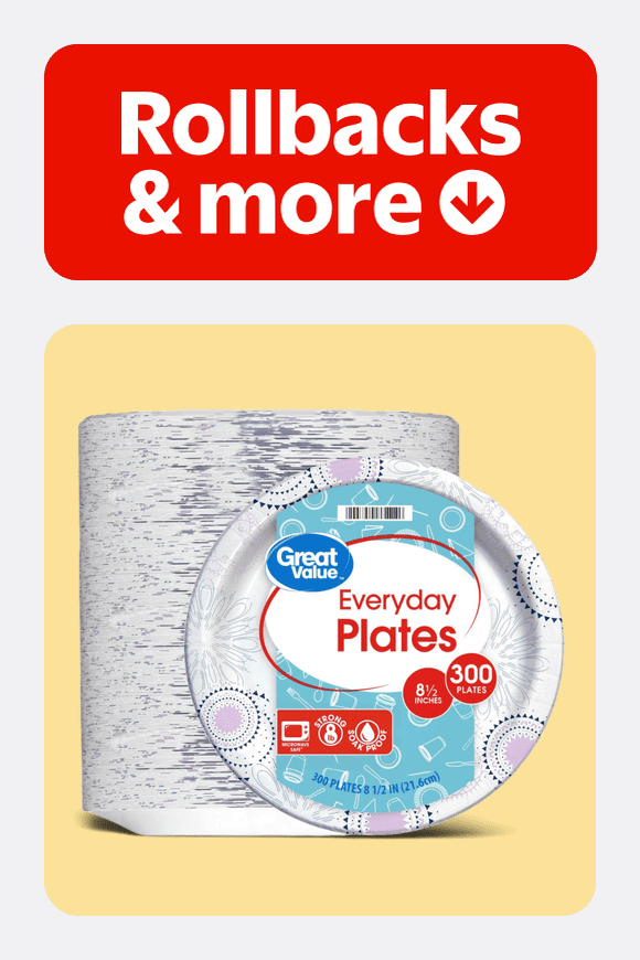 Image shows Great Value Disposable Paper Plates, 8.5 Inch, 300 Count