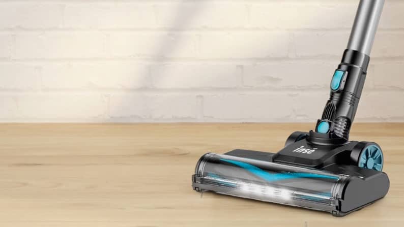 A vacuum gliding across a hardwood floor.