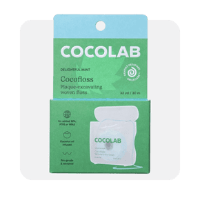 Image shows a Cocolab Cocofloss Refillable Dental Floss pack in green with Delightful Mint flavor on a white background.