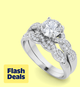 Image shows JeenMata 1.25 Carat Round Cut Moissanite Wedding Set - Bridal Set - Infinity Ring - Forever Ring - Promise Ring - 18k White Gold Plated fo