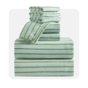 green stripe towel set
