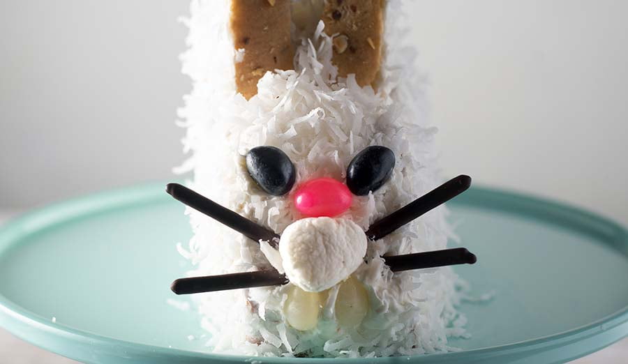 Step 7 decorating the bunny cake face