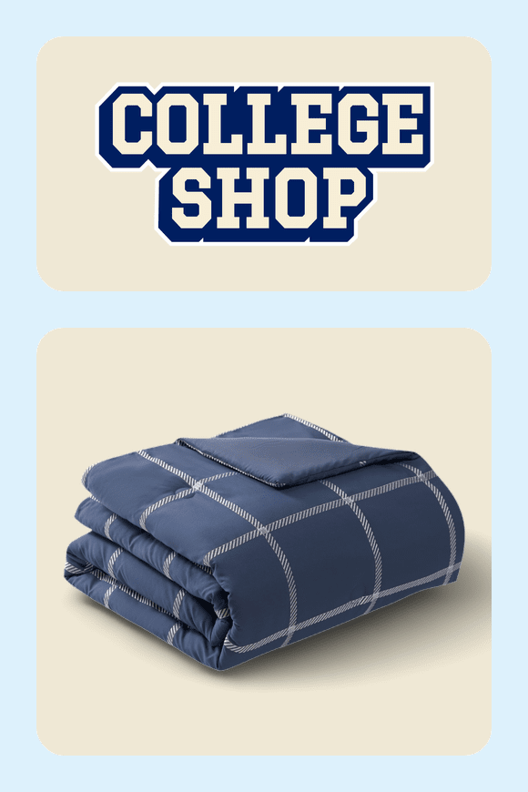 Image shows Mainstays Navy Windowpane 10 Piece Bed in a Bag Comforter Set with Sheets, Full