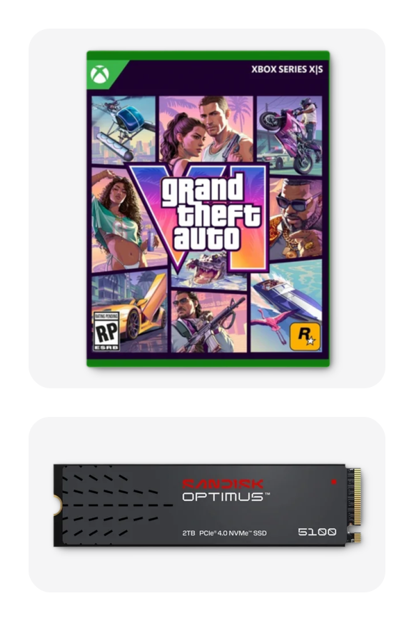 Image shows Grand Theft Auto VI, Xbox Series X/S Game, (Code In Box, Delivers 11/12/26, Playable 11/19/26)