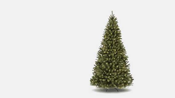 Image shows a green spruce artificial Christmas tree by Best Choice Products with pre-lit lights on a white background.
