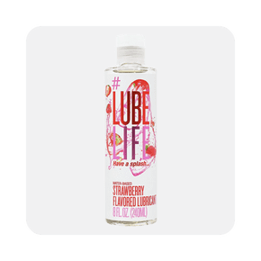 Image shows LubeLife Water-Based Lubricant, Strawberry Flavored, Paraben Free, 8 fl oz (Pack of 1)