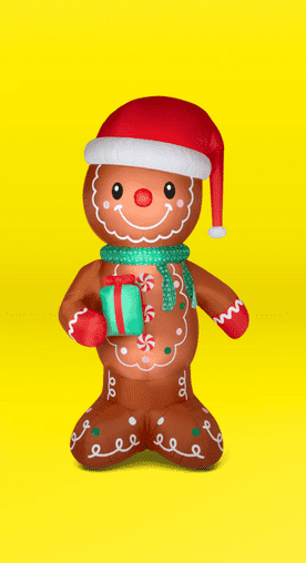 Image shows 20 ft Gingerbread Boy Colossal Christmas Airblown Yard Inflatable, Multicolor, by Holiday Time
