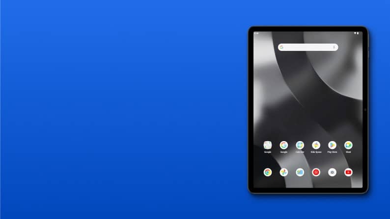 Image of onn tablet on a blue background. Crystal-clear display. onn tablets: watch, work & more. Shop now