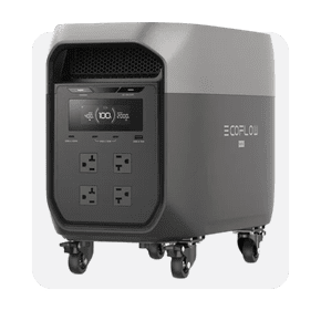 a ecoflow generator on a grey background