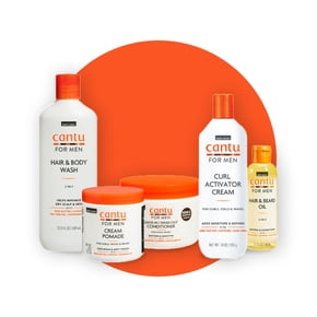 Various Cantu products for men are lined up.