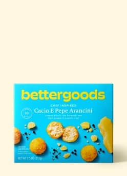A package of bettergoods cacio e pepe arancini is pictured.