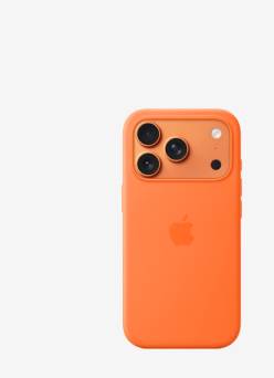 A orange iPhone case is shown.