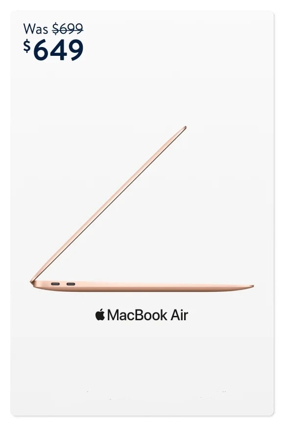 Save on MacBook & more. MacBook Air with M1 chip, now $649. 