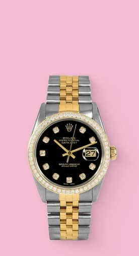 A designer wristwatch is shown.