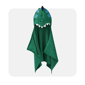 green dinosaur kids hooded bath towel