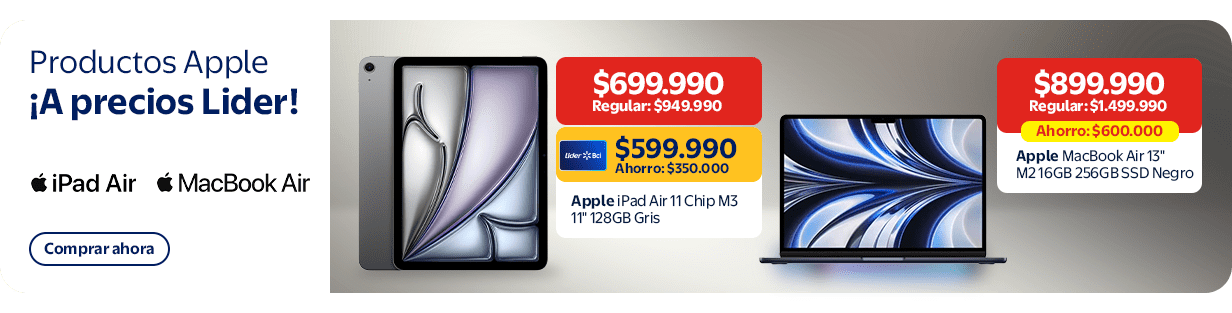 Ipad a 699.990 y macbook  air 899.990
